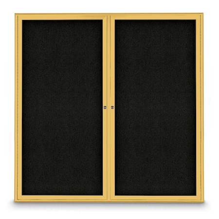 United Visual Products Sliding Door Indoor Enclosed Corkboard, 9 UV9030ACS-BRONZE-CORK